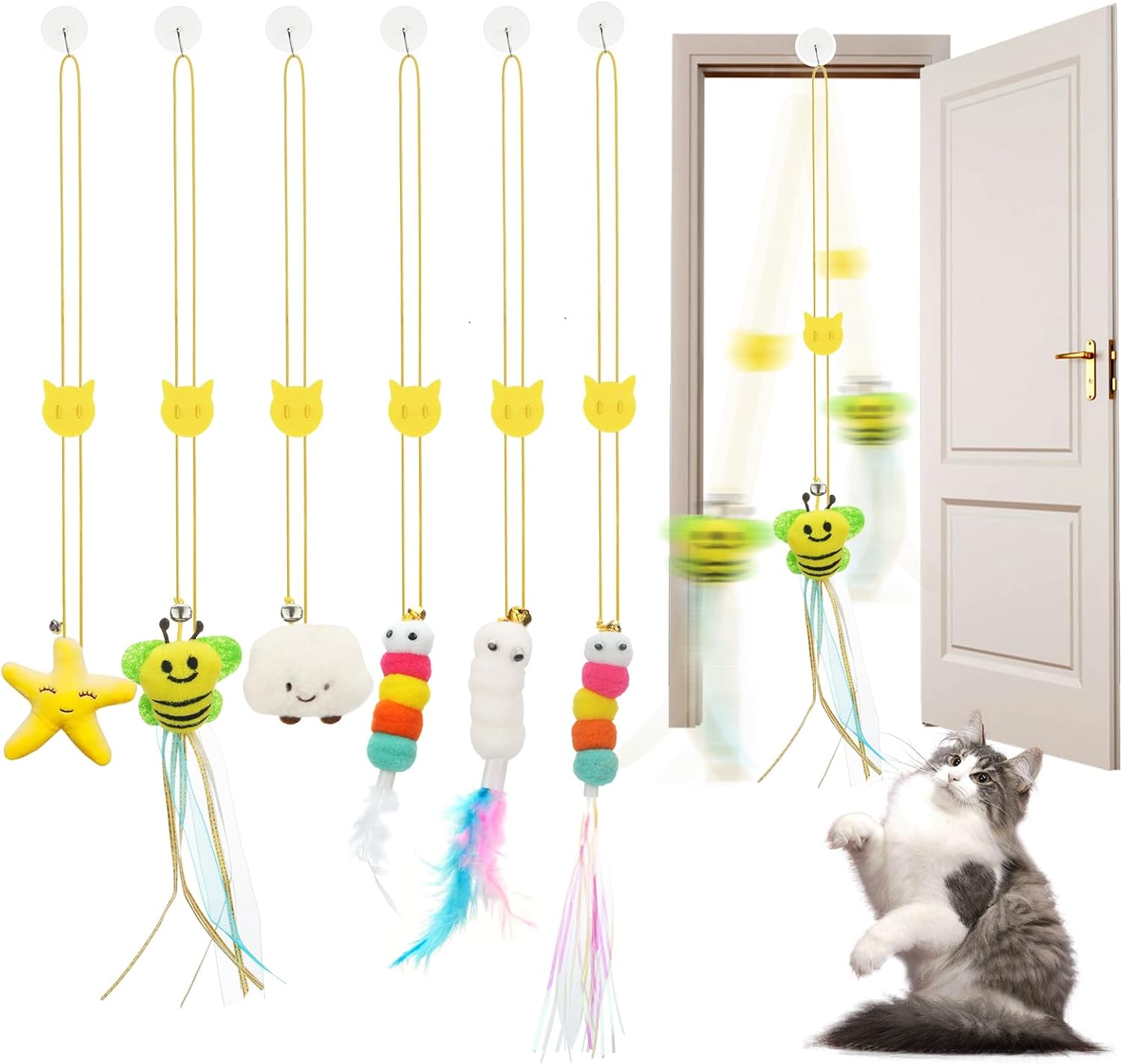 Complete twelve piece JIARON interactive pet toy set spread out on surface