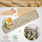 Bird Seagrass Mat 30 x 7 Inch Parrot Natural Seagrass Woven Net Hammock Parakeet Climbing Rope Ladder Mat Chew Toys Cage Accessories for Pigeon Macaw Cockatiel Conure Cockatoo Rat Bearded Dragon - Image 2