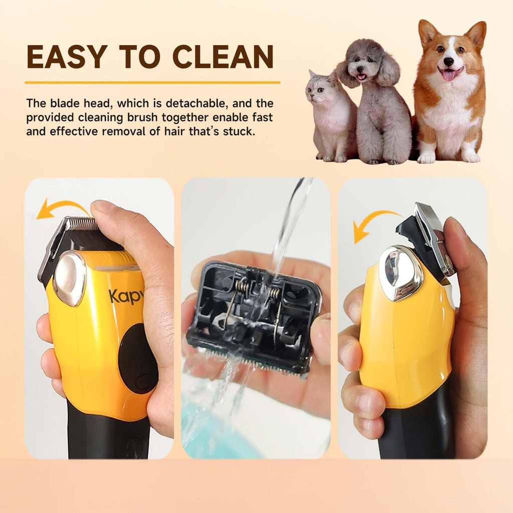Side view of Kapvis heavy duty animal shears highlighting the ergonomic grip and power button placement.