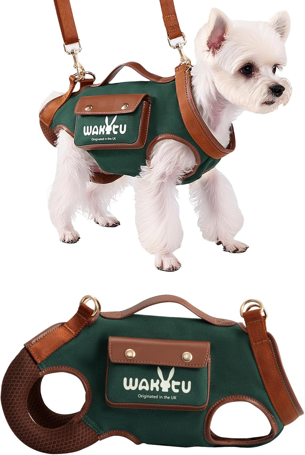Wakytu Dog Lift Harness Dog Carrier VES Harness Adjustable Leash with Small Puppy Treat Bag,Fits Most Cars,L - Image 14