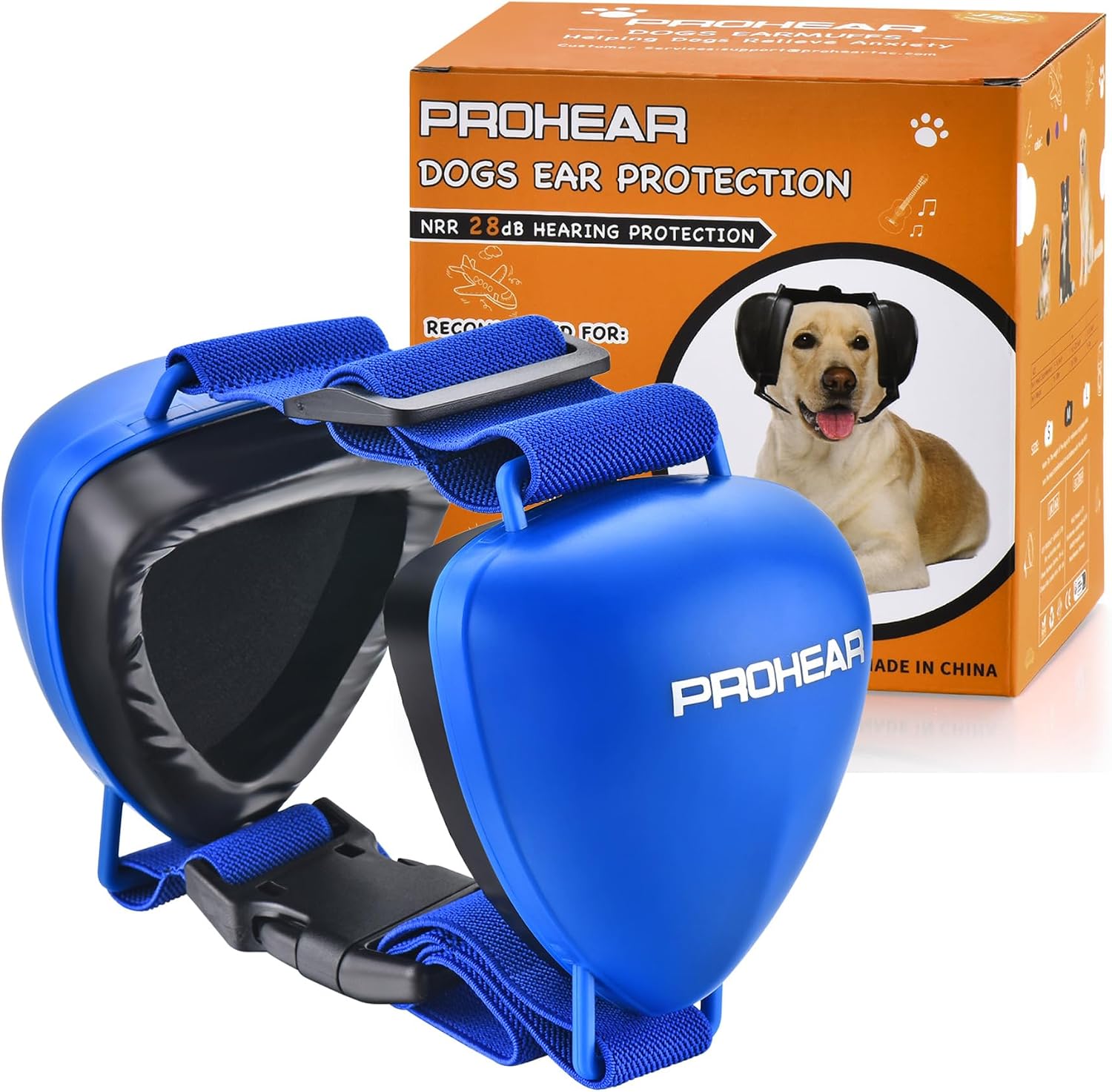 Prohear dog ear muffs blue small front view