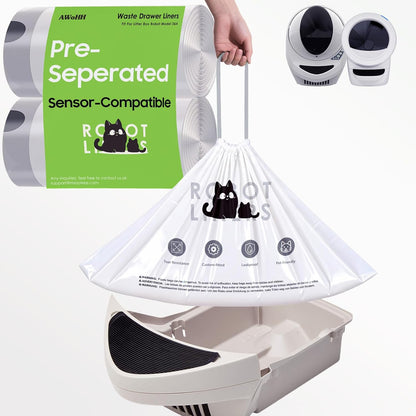 120 Tidy Draw-Pack Automatic Litter Box Bags Cat Litter Box Robot Model 5/4/3 Waste Bags, Tear-free, Sensor-compatible, Thick Heavy Duty Cat Litter Box Liner Bags 25.2 x 15.7 IN - Image 10