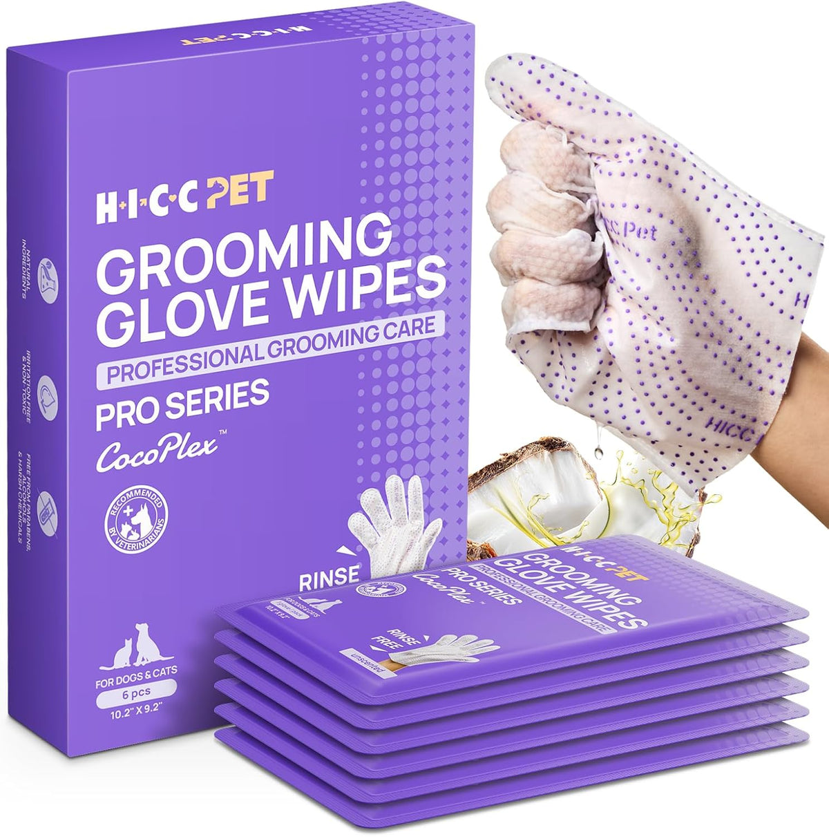 HICC PET Dog Wipes Cleaning Deodorizing PRO for Dogs&Cats, 20PCS Hypoallergenic Puppy Wipes, No-Rinse Pet Wipes, Extra Thick Dual-Textured Pet Glove Wipes for Paws, Face, Ears & Butt, Coconut Scent - Image 12