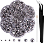 Aodse silver nail pearls set front view showing plum storage container