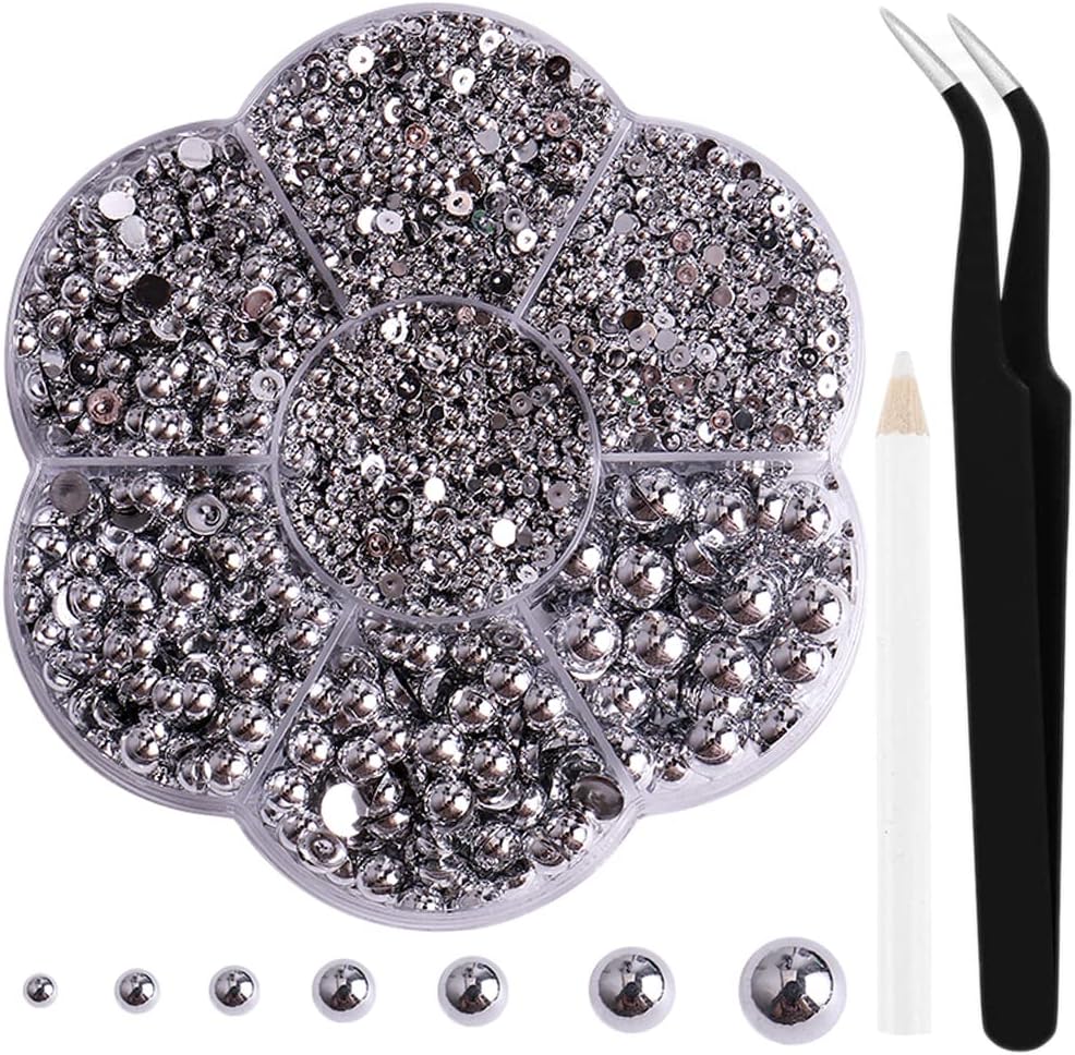 Aodse 6000 pieces silver nail pearls set in plum container