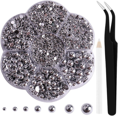 Aodse 6000 pieces silver nail pearls set in plum container