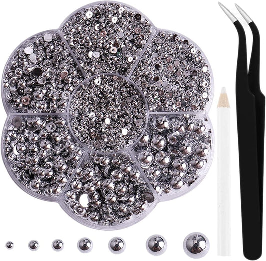 Aodse 6000 pieces silver nail pearls set in plum container