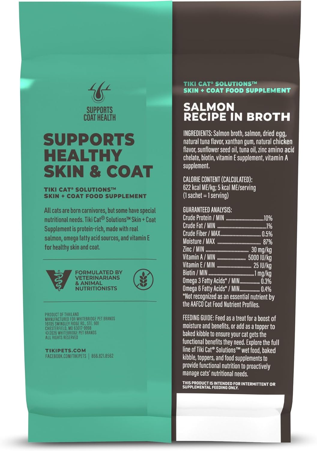 Tiki Cat Solutions Salmon recipe lickable cat treat sachet for healthy skin