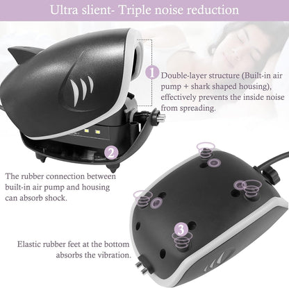 Side profile of Hitop 6W aquarium aerator showing decorative lights