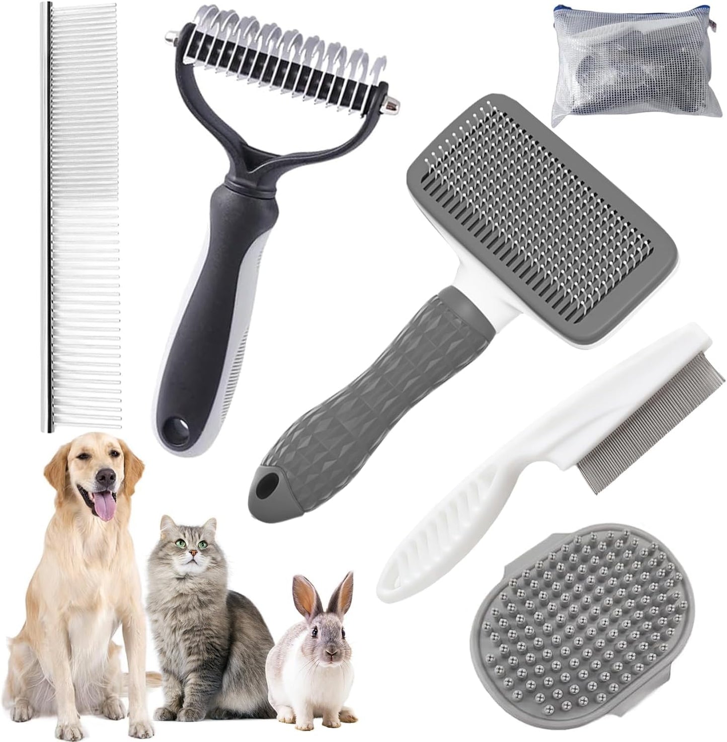 Bath Grooming Kit for Pets - Hair Brush Set with Towel, Washing Gloves, and Shampoo Scrubber Brush for Dogs and Cats (Pink) - Image 10