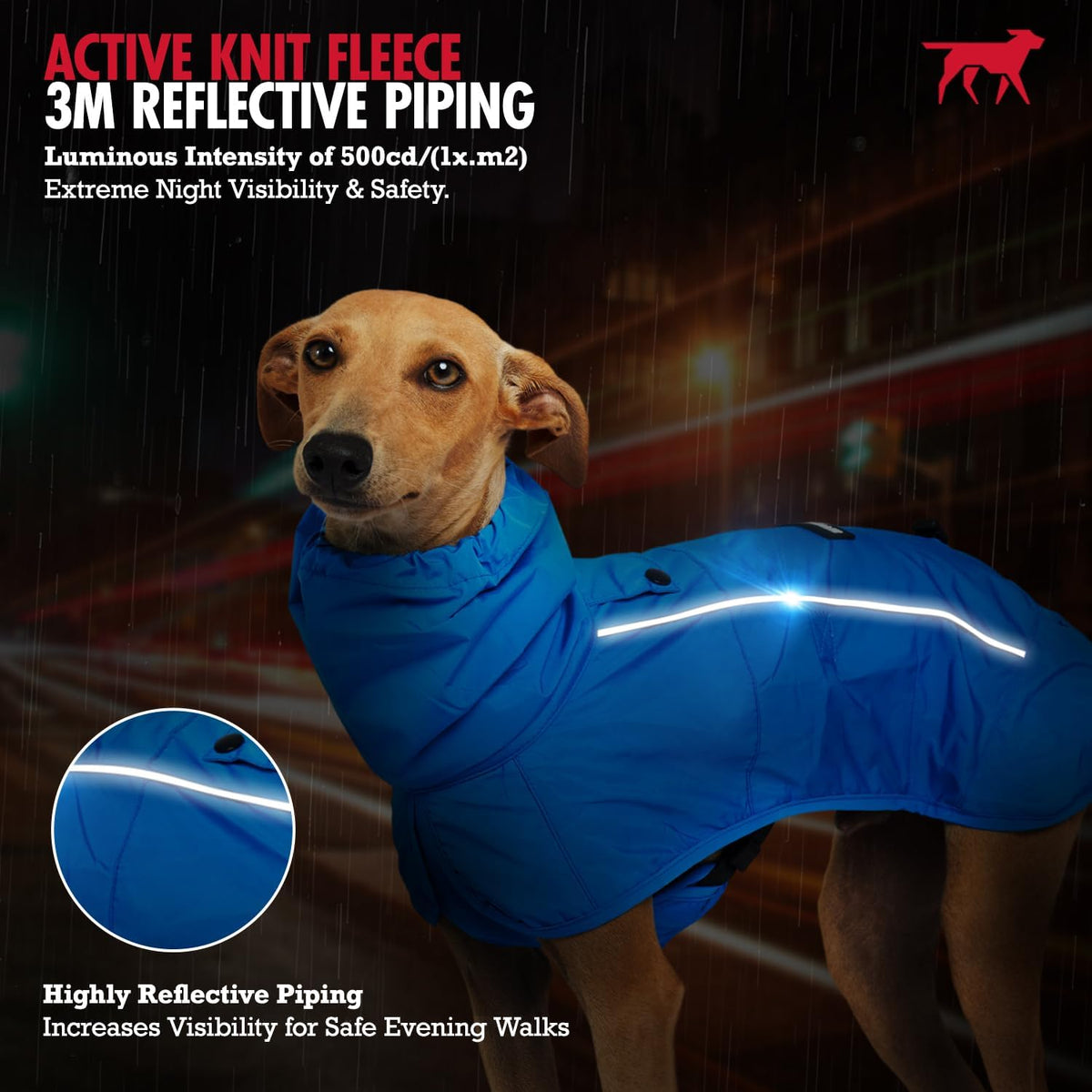 Tuff Pupper blue full coverage puppy rain gear high collar detail