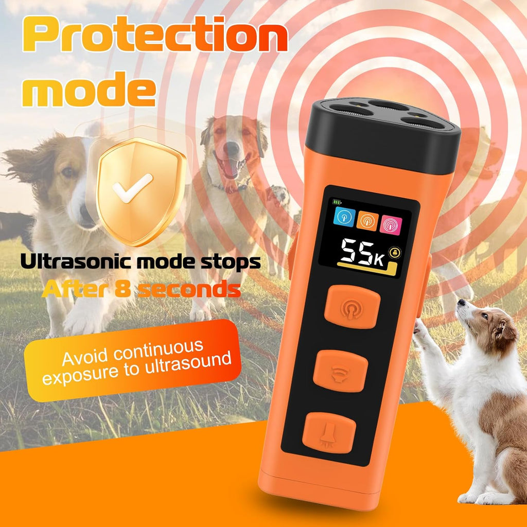 Kqmop dog bark deterrent device showing USB-C charging port