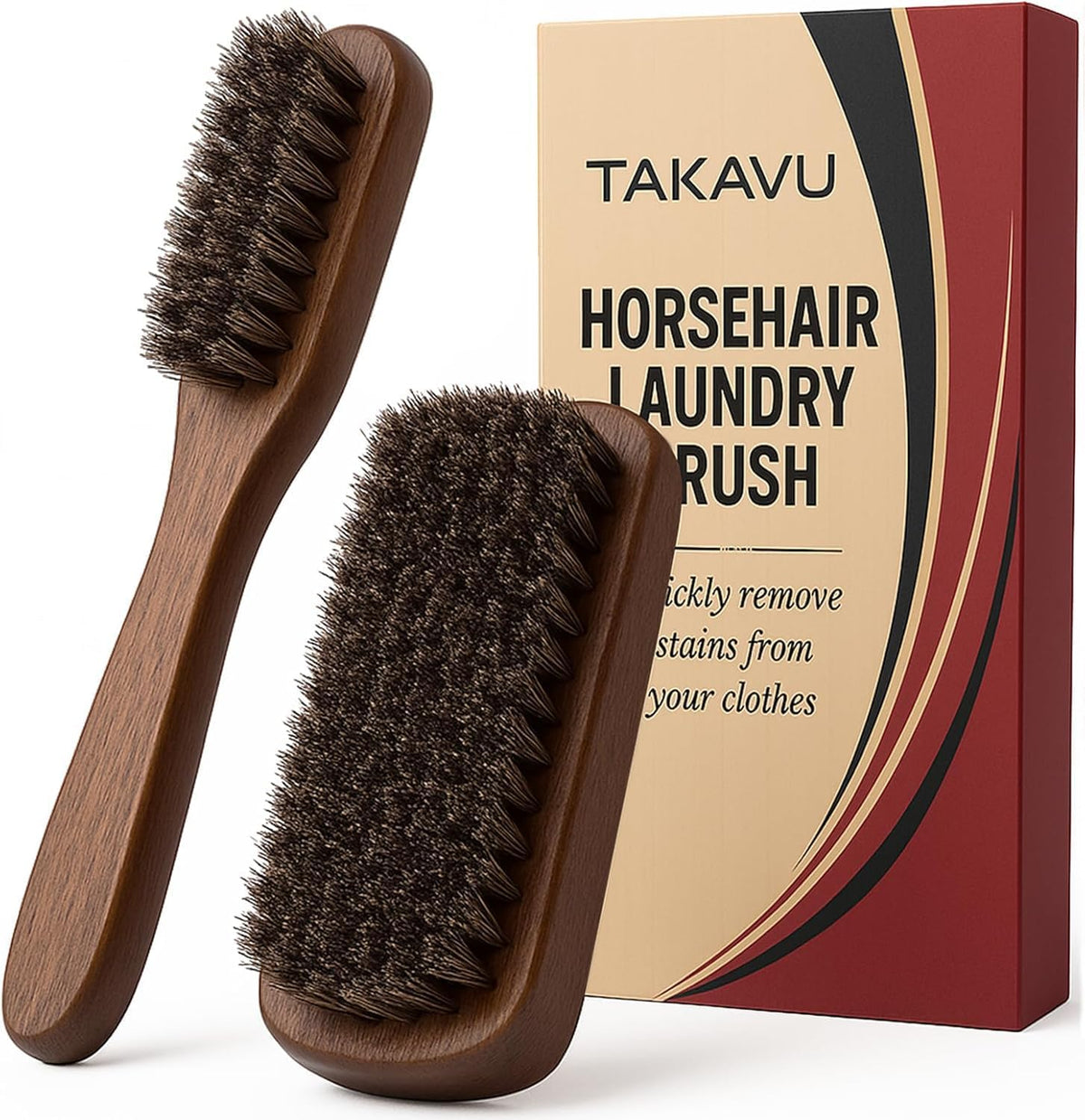 Takavu horse hair laundry brush set of two front view