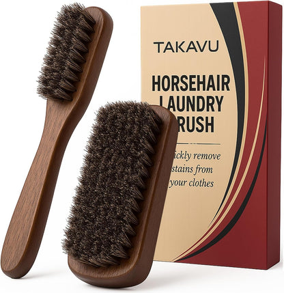 Takavu horse hair laundry brush set of two front view