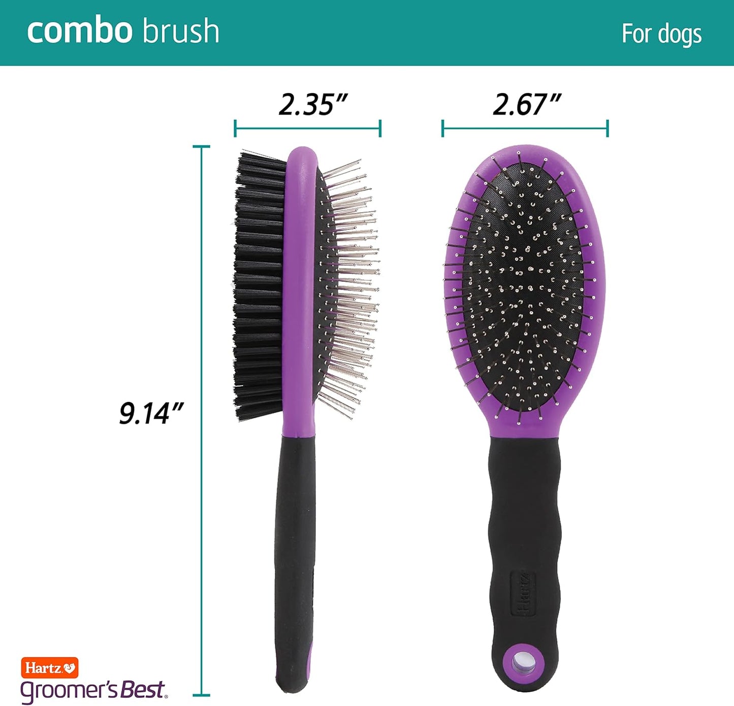 Hartz multi-colored combo brush ergonomic comfort grip handle close up view