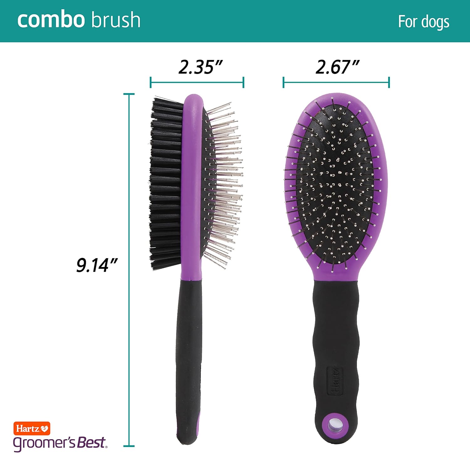 Hartz multi-colored combo brush ergonomic comfort grip handle close up view