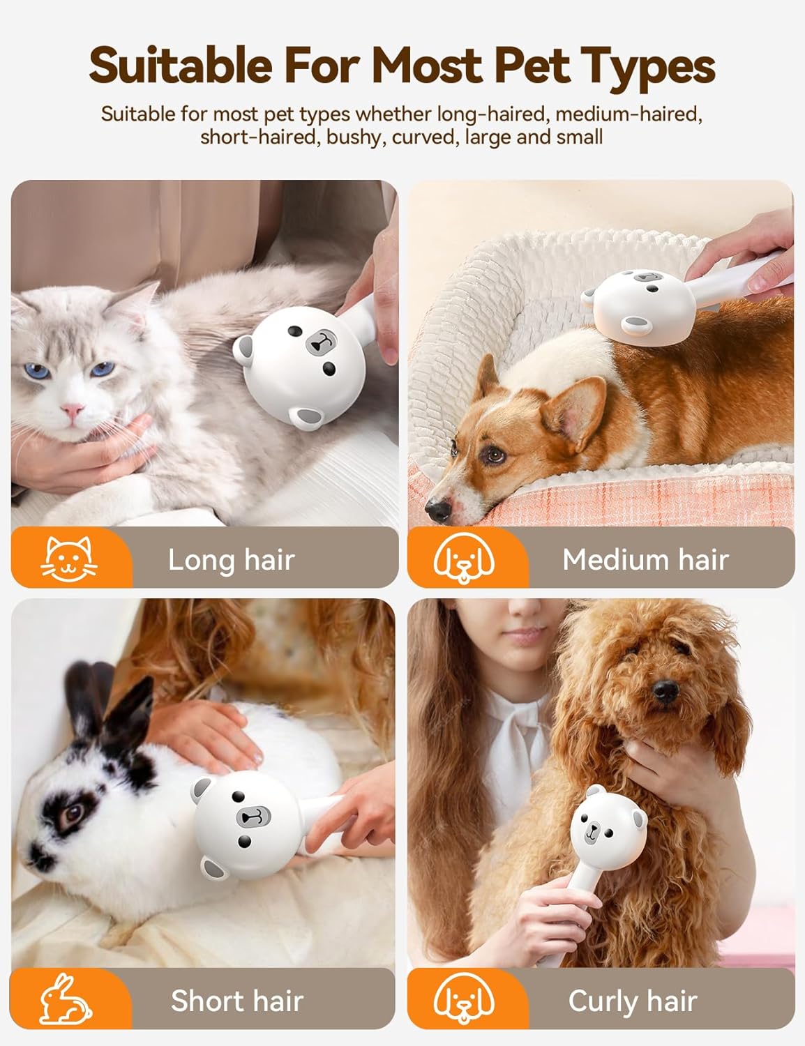Cat Steam Brush, Brushes for Indoor Cats with Release Button, Dual Speed Spray USB Rechargeable Grooming Supplies, Cat Brush for Shedding Suitable for All Long-haired and Short-haired Pets - Image 9