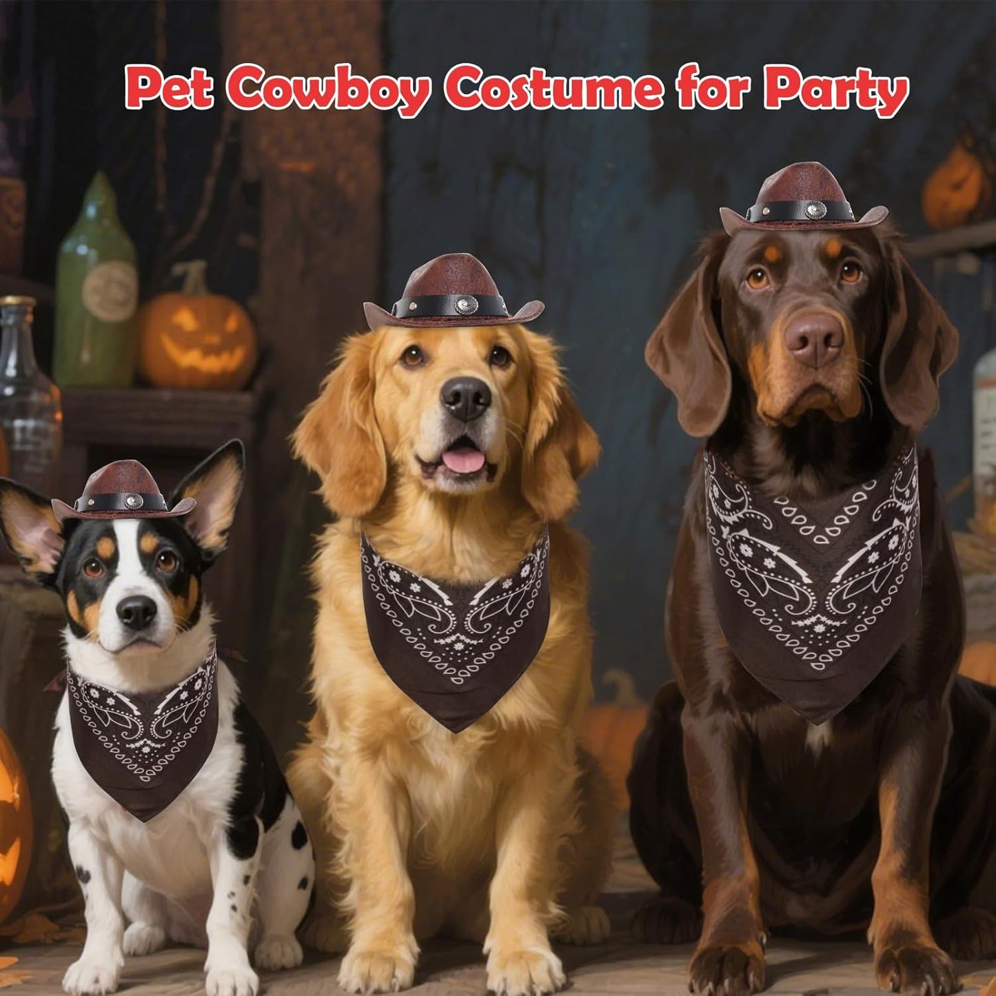 Close up of haakong pet cowboy hat with adjustable strap