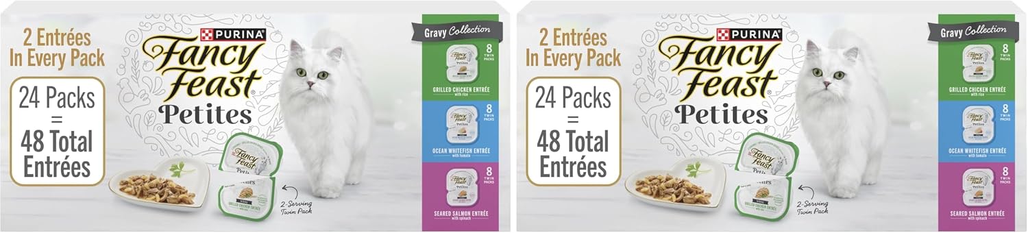 Purina Fancy Feast Gourmet Wet Cat Food Variety Pack, Petites Gravy Collection, break-apart tubs, 48 servings - (Pack of 24) 2.8 oz. Tubs - Image 10