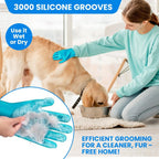 Silicone pet grooming gloves for bath time and hair removal