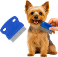 Pets&Goods tear stain and flea remover comb set front view showing two blue grooming tools.
