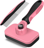 2PCS Self Cleaning Slicker Brush & Dog Comb - Skin Friendly Deshedding Grooming Tool for Dogs, Cats and Small Animals, Professional Deshedding Dematting Tool for Long and Short Haired Pets (Blue) - Image 9