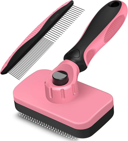 2PCS Self Cleaning Slicker Brush & Dog Comb - Skin Friendly Deshedding Grooming Tool for Dogs, Cats and Small Animals, Professional Deshedding Dematting Tool for Long and Short Haired Pets (Blue) - Image 9