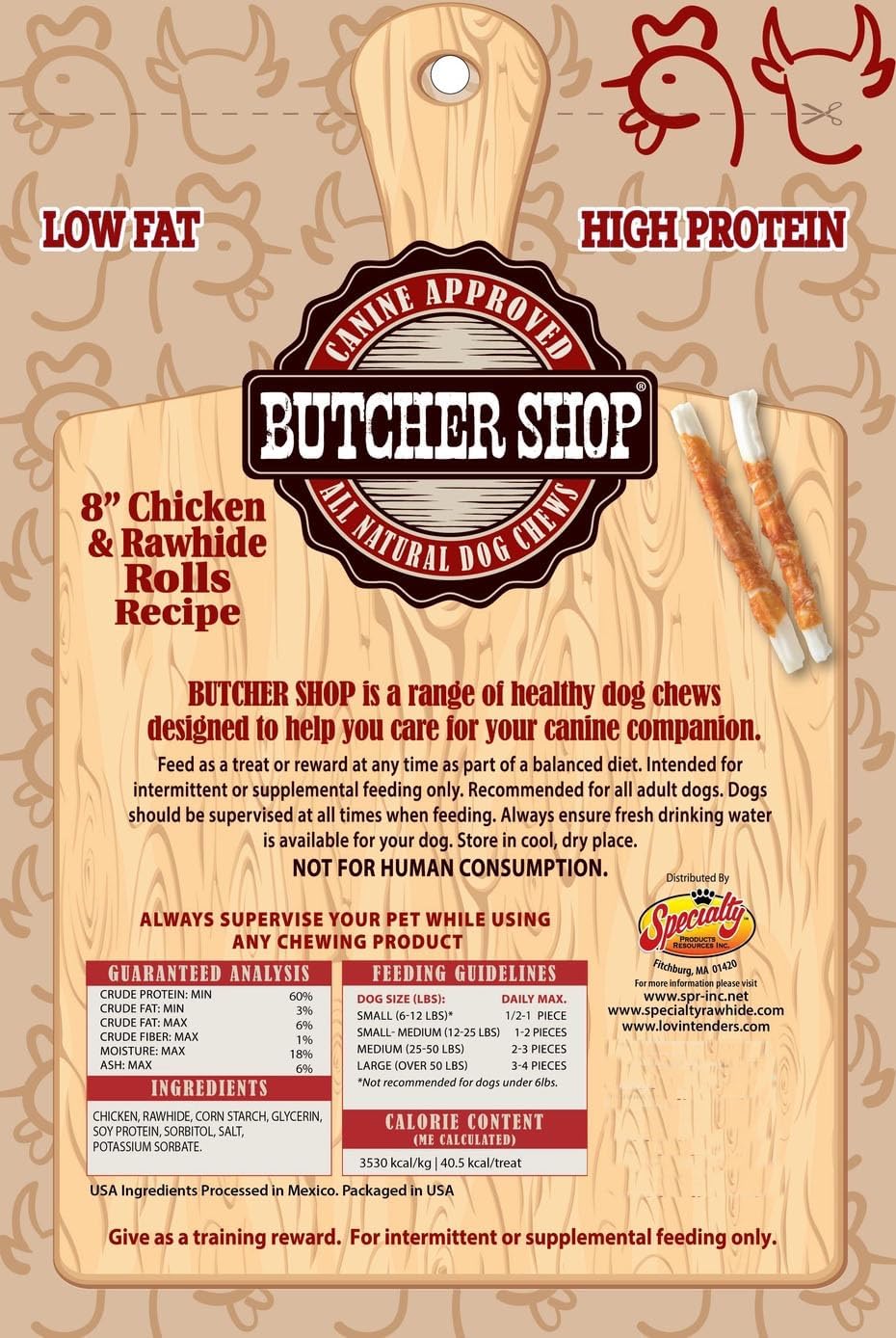 Premium USA sourced chicken rawhide rolls for dental health