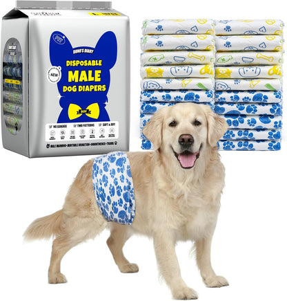 Dono Dog Diapers Male, Disposable Male Dog Wraps 60ct, Ultra Absorbent Doggie Diapers, Rapid-Dry Leak-Proof Puppy Diapers, Wetness Indicator Excitable Urination Incontinence, Small - Image 10