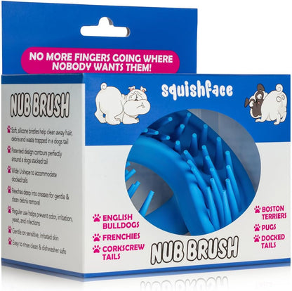Squishface Nub Brush being used as a wet dog bath brush