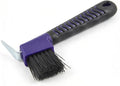 Youven horse hoof pick with brush front view purple grooming tool
