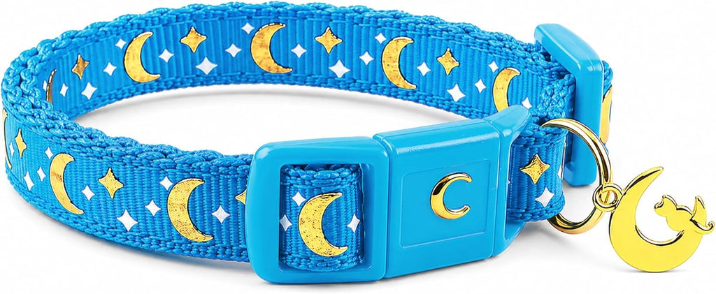 waaag Gold Moons and Stars Safety Breakaway Cat Collar, Glow in The Dark (Kitten 6.5"-10" Neck, Emerald) - Image 14