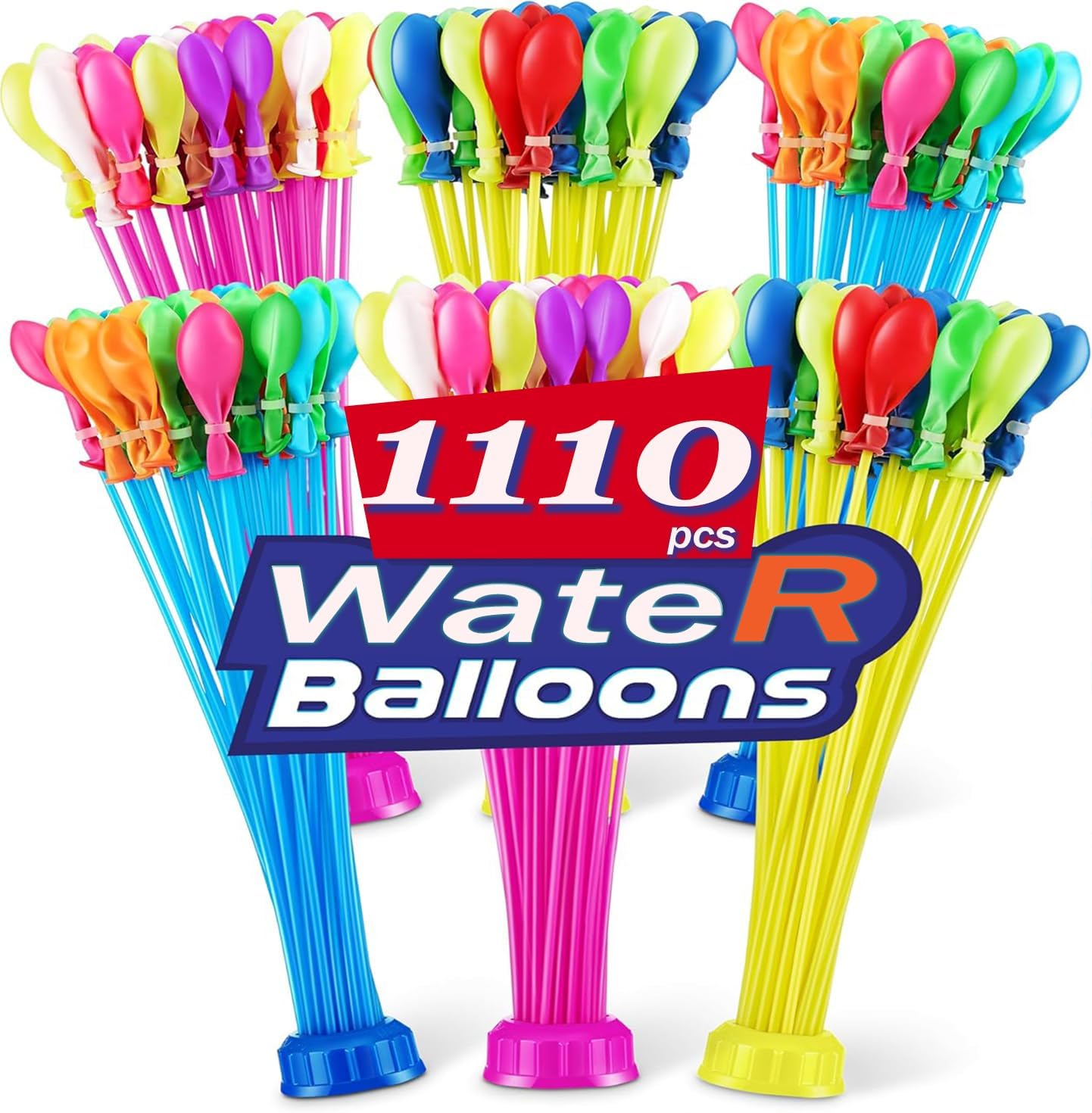Tom Uncle Quick Fill Water Balloons front packaging view showing multicolored bunches attached to adapters
