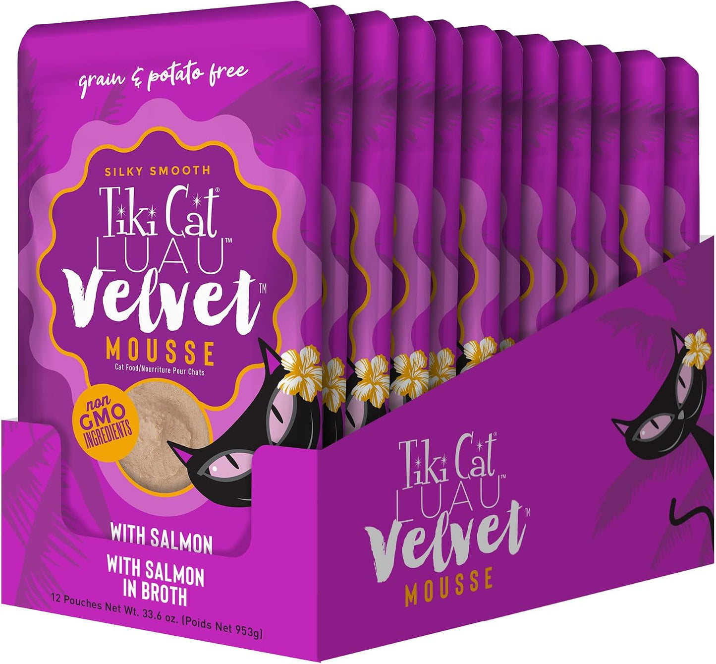 Tiki Cat Velvet Mousse premium grain free wet cat food smooth salmon recipe texture