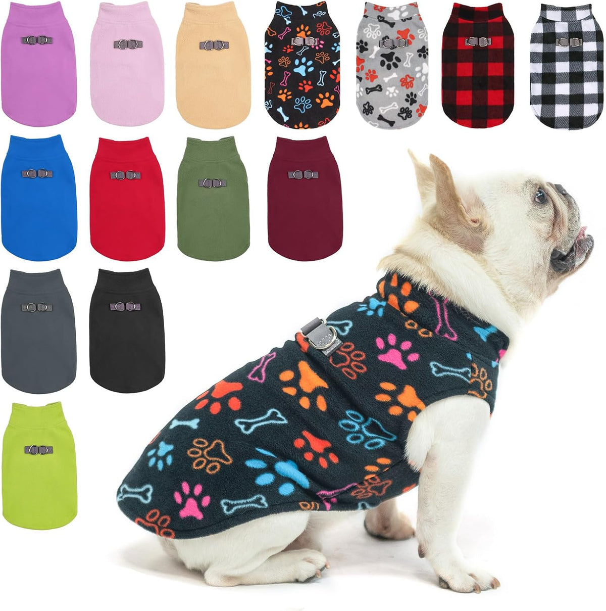 Beautyzoo black bones paw fleece vest front view