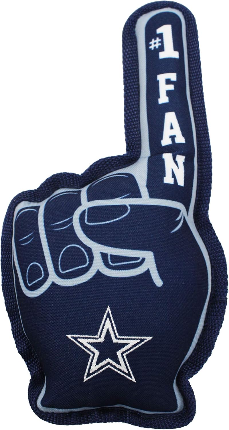 Durable nylon foam finger pet toy with double stitched web trim for heavy duty play.