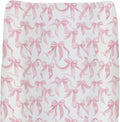 ZoUbqchY baby changing pad cover front view with pink bows pattern.