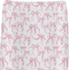 ZoUbqchY baby changing pad cover front view with pink bows pattern.