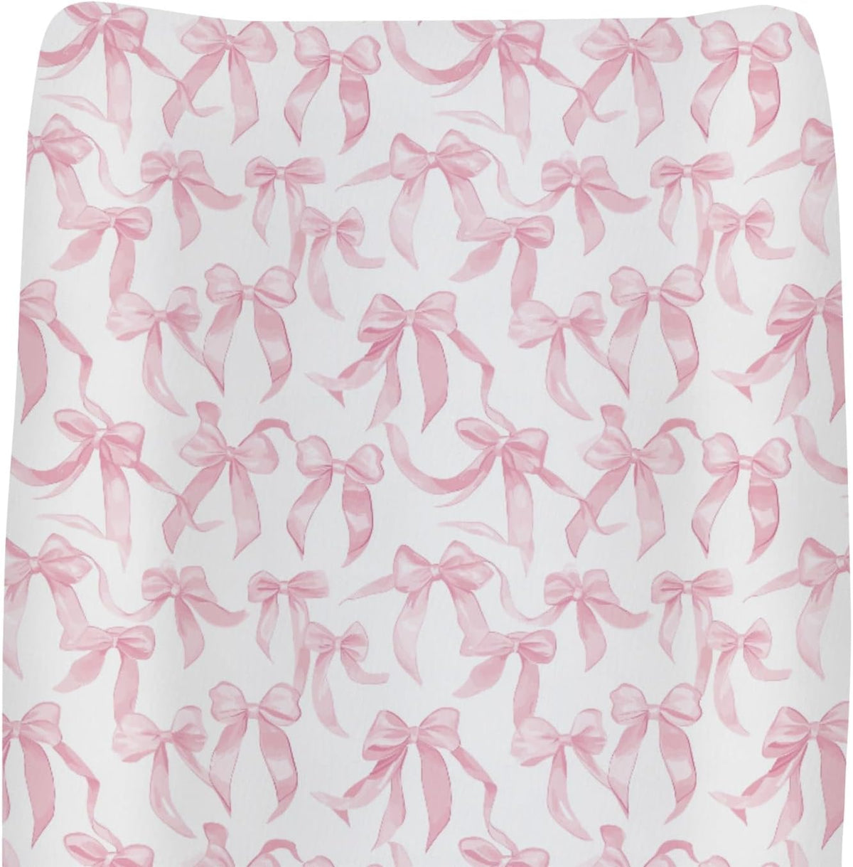 ZoUbqchY baby changing pad cover front view with pink bows pattern.