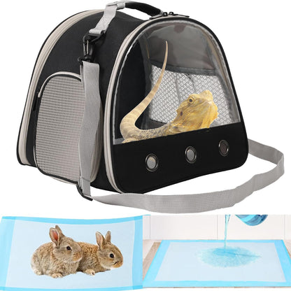 Small Animal Travel Carrier with Absorbent Pad Set, Pee Pad with Leak-Proof Quick-Dry Design for Guinea Pig,Portable Bearded Dragon Bag for Sugar Glider,Hedgehog,Rat,Bunny,Rat - Image 1