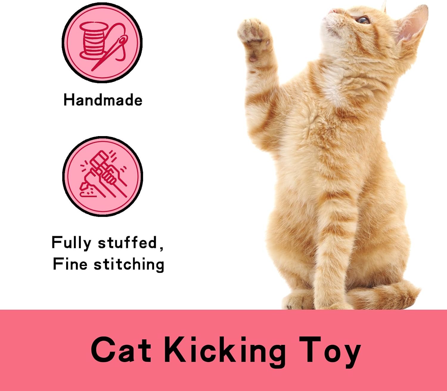 Bite resistant plush heart cat pillow toy for independent indoor play