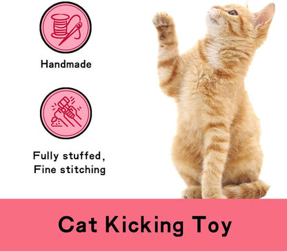 Bite resistant plush heart cat pillow toy for independent indoor play