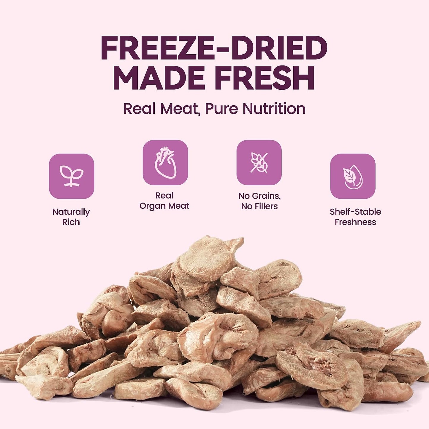 Nutrient rich freeze dried organic treats for training dogs and cats