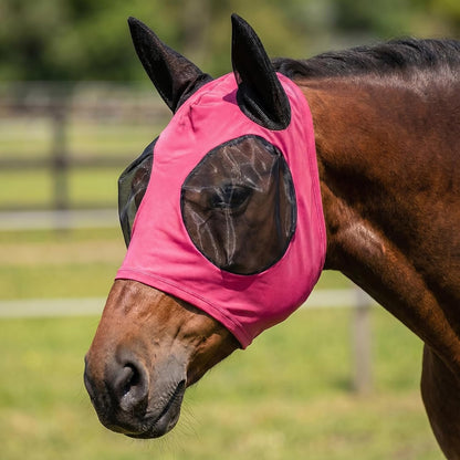 Fly Mask with Ears for Horses Soft Stretchy Mesh Horse Face Cover, Breathable Eye Protection Fly Masks UV Protective Horse Supplies (Black, L) - Image 10