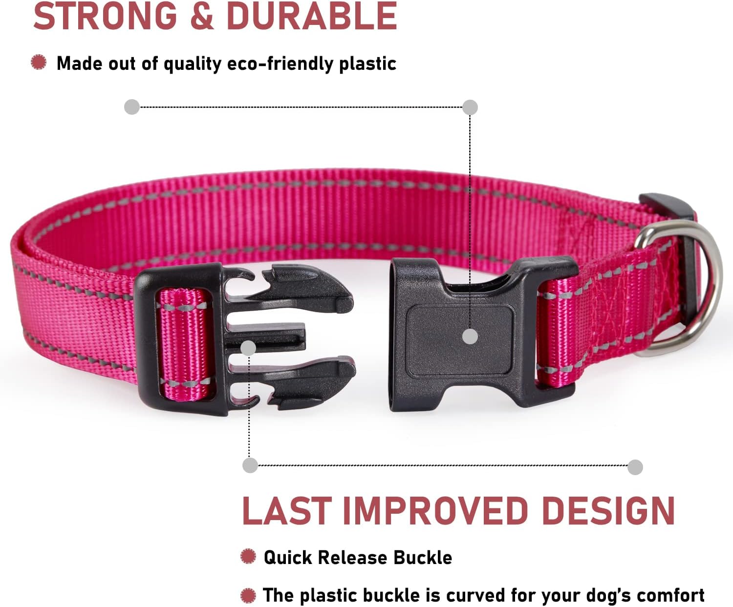 Close up of reflective nylon texture on dog collar