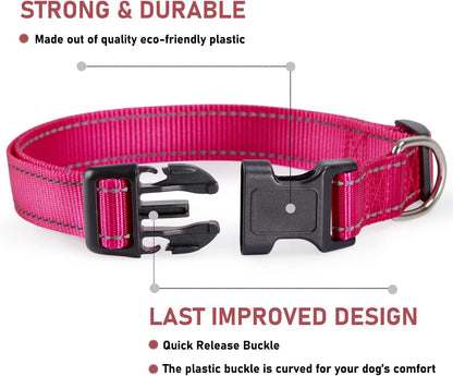 Close up of reflective nylon texture on dog collar