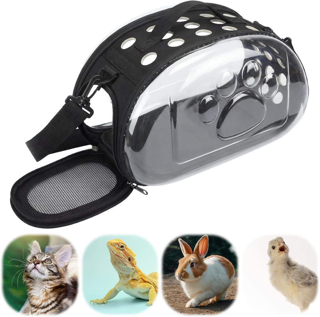 Hsei Small Pet Carrier Bag Portable Small Animal Travel Bag with Clear Side Panel Shoulder Strap for Hamster Chinchilla Rabbit Hedgehog Sugar Bird Lizard - Image 1