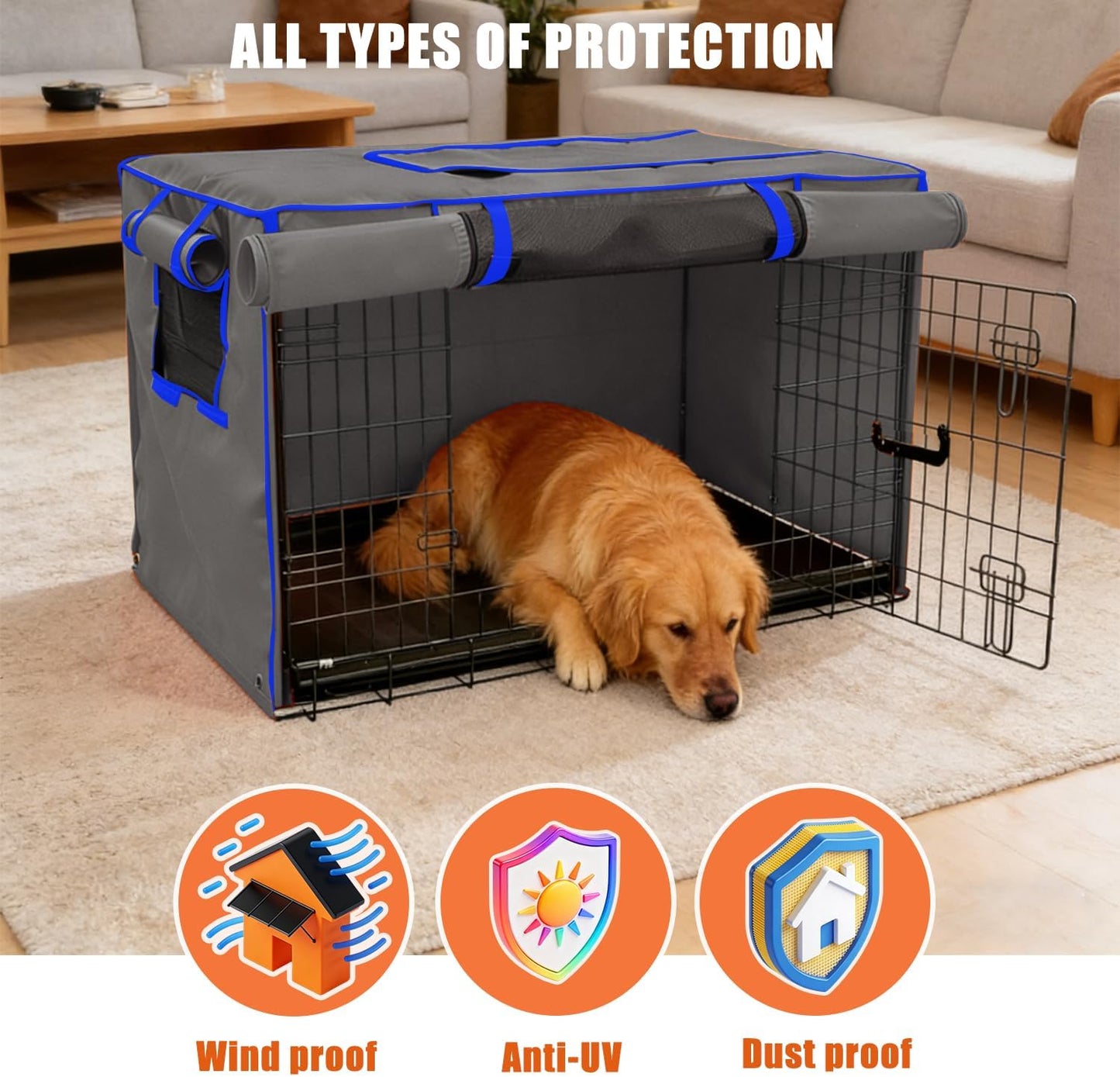Guwamy forty two inch dog crate cover side door accessibility view