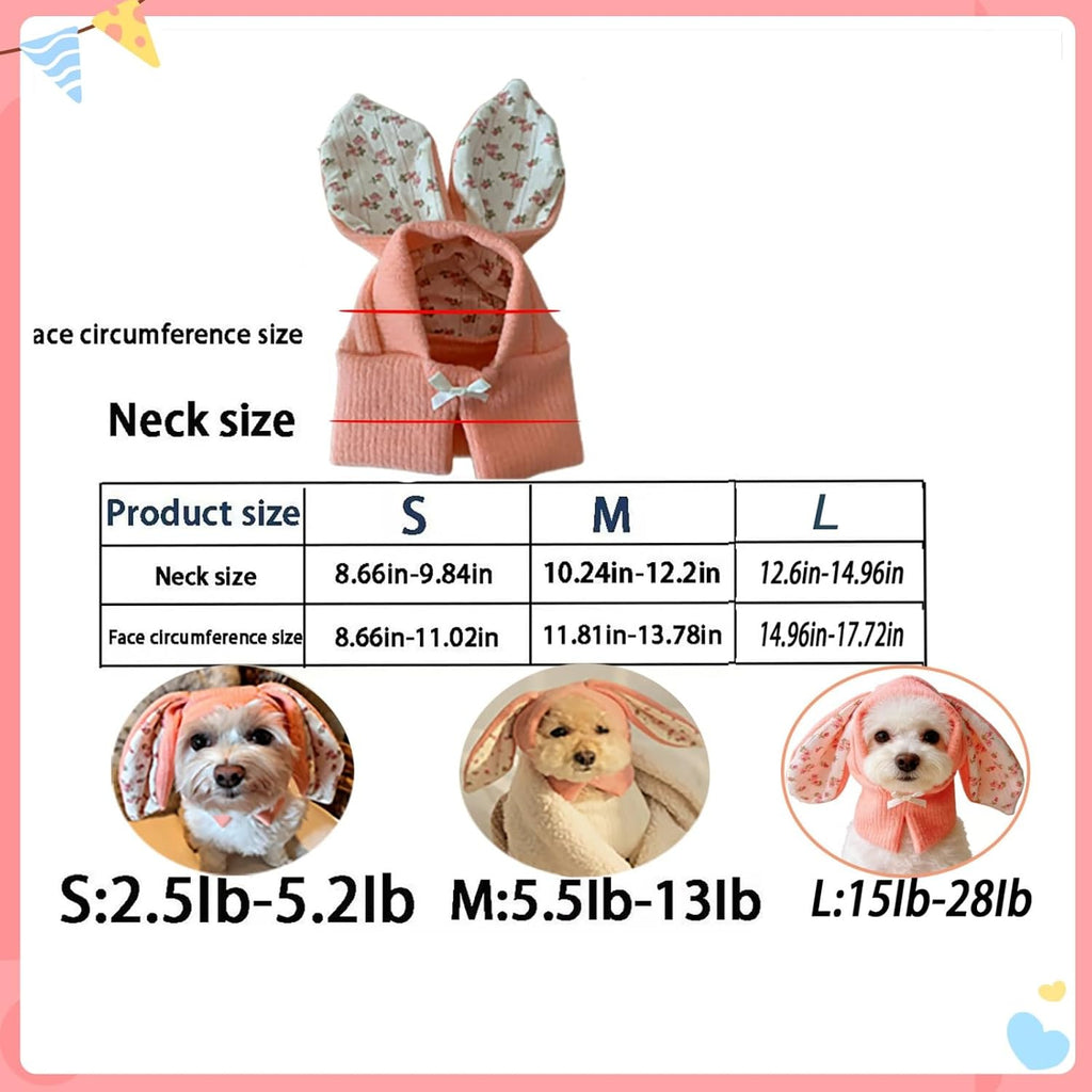 Small pink bunny ear head wrap for anxious pets