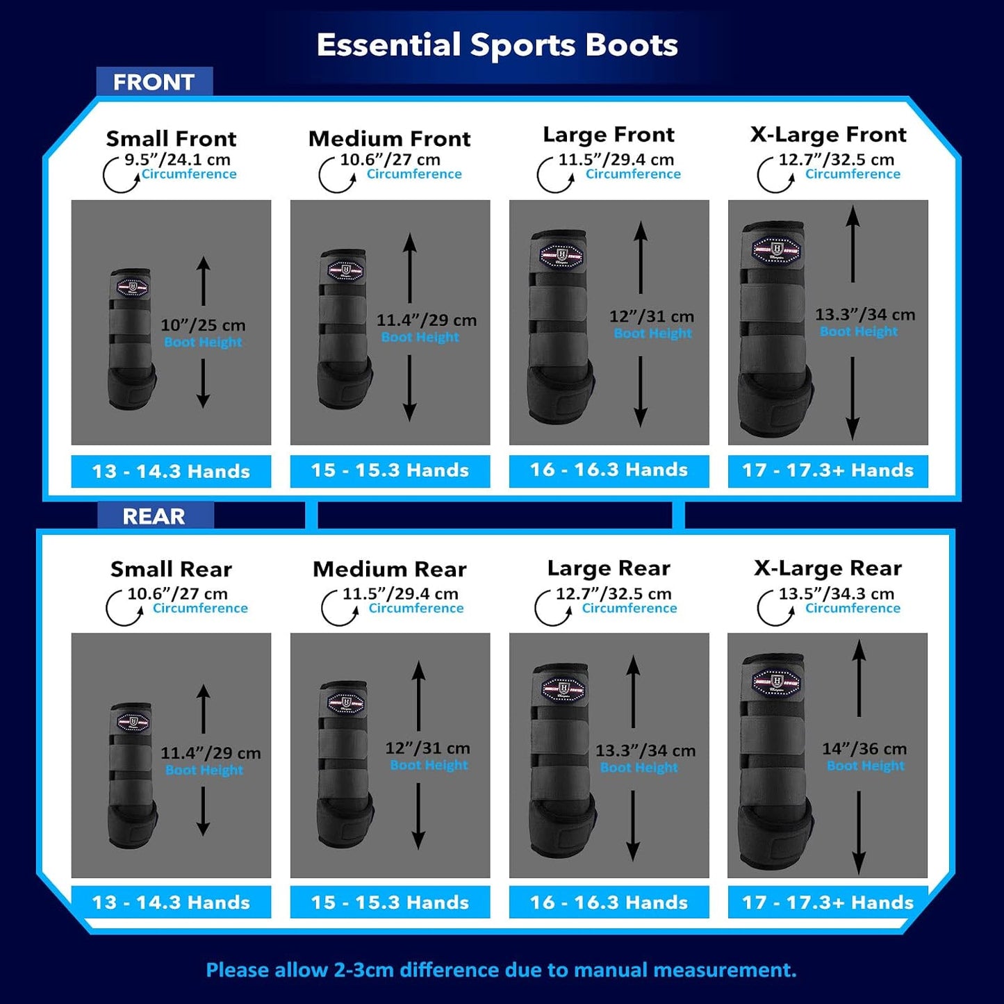 USA imported Harrison Howard equine splint boots laid flat displaying all adjustable straps.